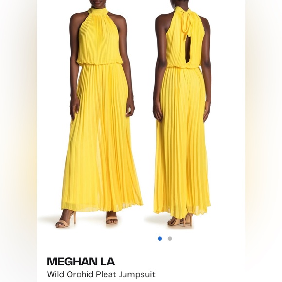 Meghan LA Pants - Yellow pleated jumpsuit